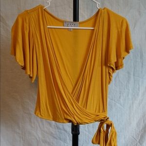 Yellow, V-neck blouse